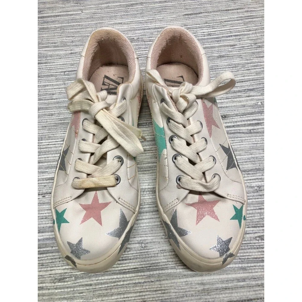 Zara Girls Youth Bamba Glitter Star Vegan Leather Sneakers size 33 EU 1.5 US - Picture 2 of 8